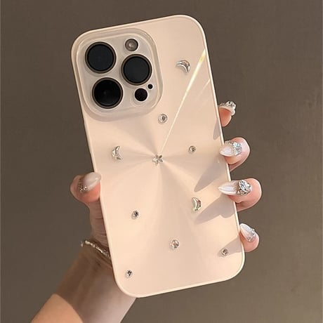 iPhone16/16Proケース キラキラ オーロラ iPhone14Pro/13/12ケース カメラカバー ホワイト 頑丈 [M4630]