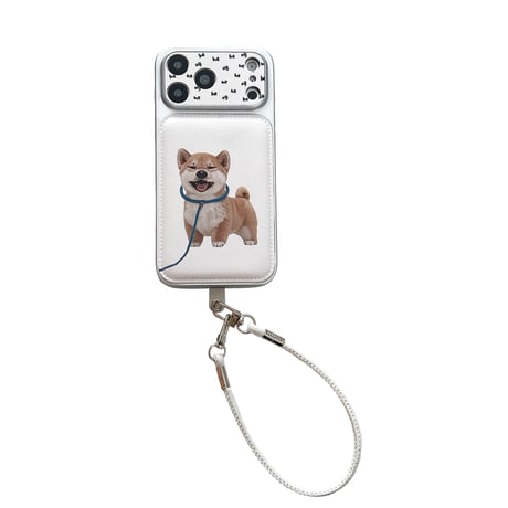 カップルペア iPhone17Pro/17ケース 猫/犬ちゃん iPhone16/15Pro/14ケース カメラカバー付 レザーストラップ お揃いコーデ[M6031]
