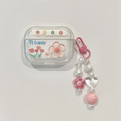 可愛い AirpodsPro2ケース 花 頑丈 airpods3/2/1ケース 綺麗アクセサリー付き オシャレ ギフトにおすすめ[M3207]