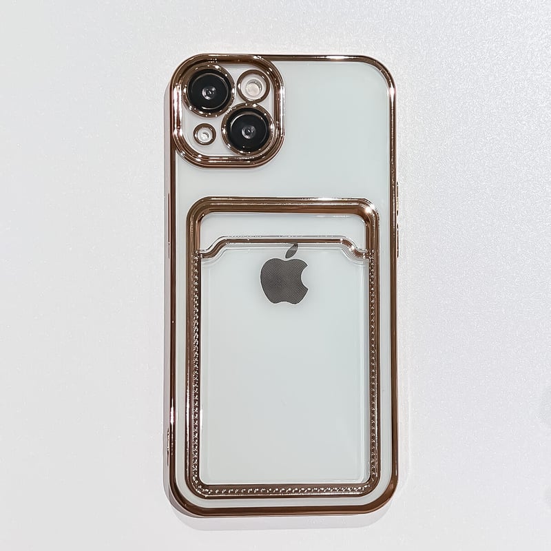 メッキ カード収納 iphone14pro/13ケース カメラレンズ保護フィルム付