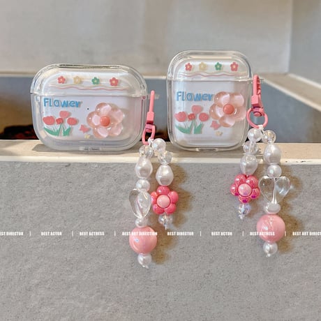 可愛い AirpodsPro2ケース 花 頑丈 airpods3/2/1ケース 綺麗アクセサリー付き オシャレ ギフトにおすすめ[M3207]