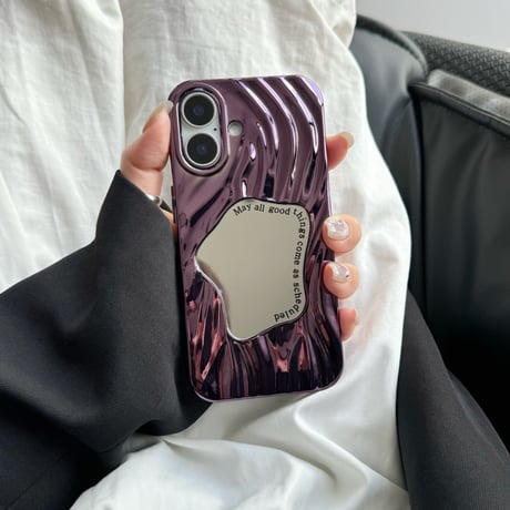 ミラー iPhone16/iPhone16Plus/16Proケース おしゃれ 水紋 アイフォン15Pro/14pro/13/12カバー メッキ シック[M4717]
