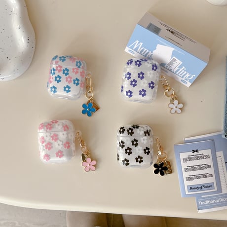 春向け Airpods第四世代ケース 花柄 キーチェーン付 AirpodsPro2ケース airpods3カバー 大人可愛い ギフトにおすすめ [M5187]