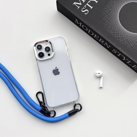 頑丈肩ひも iPhone14/13promaxケース 高透明 アイフォン12pro/11カバー 便利 首掛け/肩掛け  カラビナ付 お揃い[M3222]