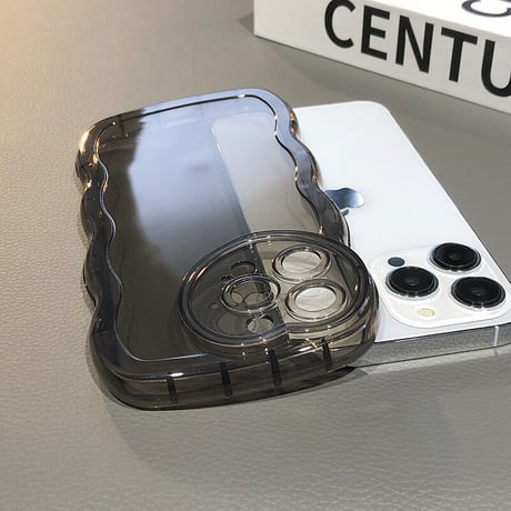 滑りにくい透明 iphone14plus/13proケース  ハート型カメラレンズ アイフォン12/11カバー  波紋枠 可愛い[M2178]