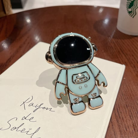 メッキ宇宙飛行士 スマホグリップ   可愛い グリップトーク  スマホリング  落下防止 卓上スタンド機能 可愛い  便利多機能 艶あり[M2121]