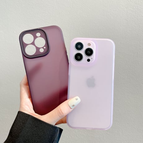 高品質指紋防止 iPhone14/14proケース 黄ばまない アイフォン13/12proカバー  半透明 マット 全面保護 シンプル薄型 [M3190]
