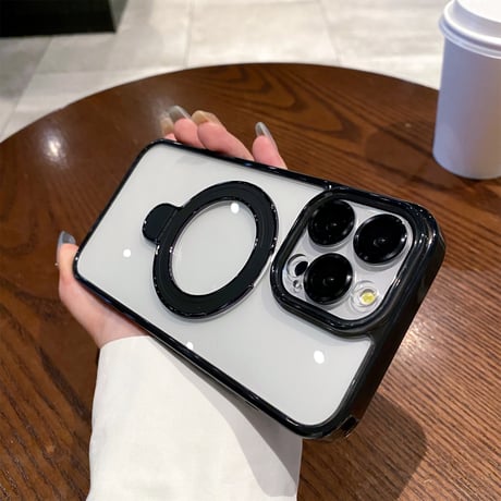 黄ばまない iPhone15pro/15promaxケース  MagSafeリングスタンド レンズフイルム iphone14/13pro/12カバー 耐衝撃 高機能[M4137]