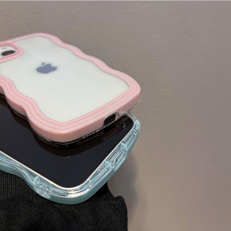 iPhone16対応】波デザインの枠 iphone15/14/13/12promaxケース