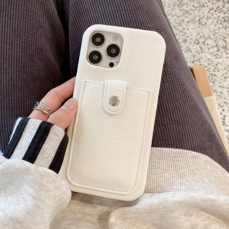 カードポケット付 アイフォン14/14promaxケース ICカード3枚収納 iPhone13mini/12/11proカバー レザー シンプル 高級感 実用 [M2460]