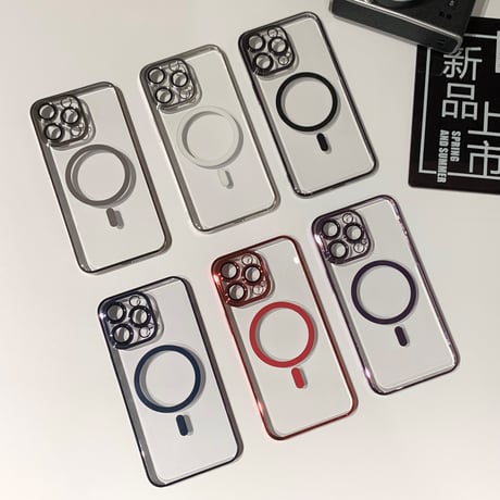 高透明 Magsafe対応iPhone15pro/15promaxケース ナチュラル/ブルーチタニウムに iPhone14Pro/13proクリアケース  黄ばまない 高級感[M3927]