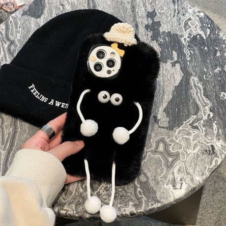 帽子つけるモンスター iphone14/14proケース  リボンカメラカバー アイフォン13/12/11カバー お揃い  ギフトにおすすめ[M2324]