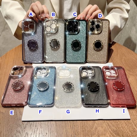 ジュエリー リング付きアイフォン14プロカバー ラメ入りシール付 iphone13pro/12/11proケース キラキラ オシャレ 実用 ガールズに超人気 [M2577]
