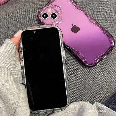 高級感透明  iphone14pro/14plusケース パープル/グレー アイフォン13/12/11カバー  お揃い  個性 耐衝撃 プレゼントにおすすめ[M2494]
