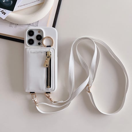 iPhone15/15proケース カード収納/小銭入れ  レザー アイフォン14/13/12ケース ストラップ 高品質 多機能[M3536]