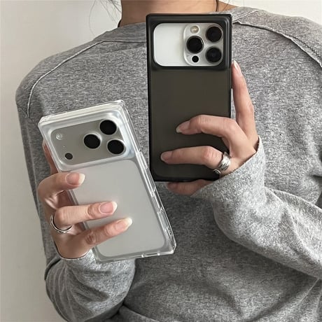 スクエア  iPhone17Pro/17promaxケース マット仕上げ 指紋防止 iPhone17/16/15proケース  カッコイイ 高級感 [M5924]