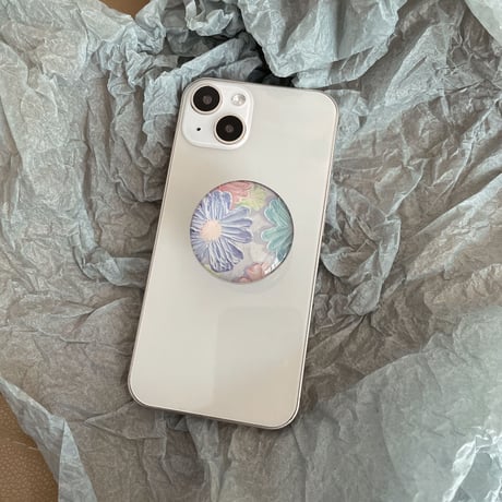 おしゃれ 花柄 スマホグリップ  伸び縮み式 綺麗 ガラス 透明グリップトーク  スマホリング  落下防止 卓上スタンド機能 可愛い ファッション 多機能[M1606]
