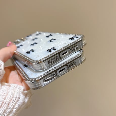 リボン iPhone16pro/16ケース ジュエリーライン iPhone15pro/14/13promaxカバー 大人可愛い ガーリーに大人気[M5514]