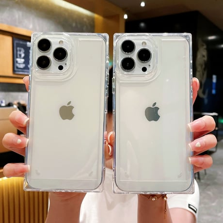 スクエア クリアiphone13/12promaxケース 高透明感 iphoneXS/11promaxカバー   シンプル無地  ツヤあり [M1966]