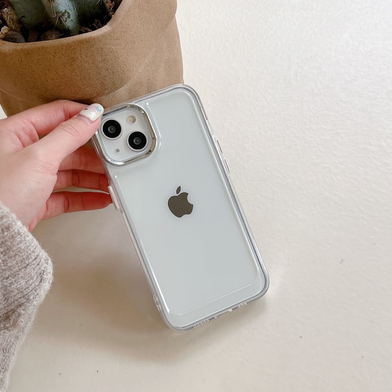 シルバーレンズ枠 iphone14/13proケース 高透明感 iphone13/12/11カ