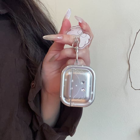 天使の翼 Airpods Pro3 ケース ダイヤデコ Airpods 4/3カバー  エアポッズプロ2  キーホルダー メッキ [M6029]