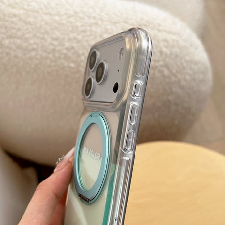 MagSafeリングスタンド iPhone17/17Proケース カラーブロッキング iPhone16Pro/15proProMaxケース 光沢感 多機能便利[M6527]