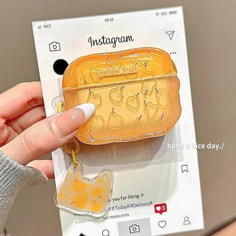 梨柄 Airpods 4ケース キーチェーン付 Airpods3/Pro2ケース airpodsproカバー  大人可愛い うねうね [M5254]