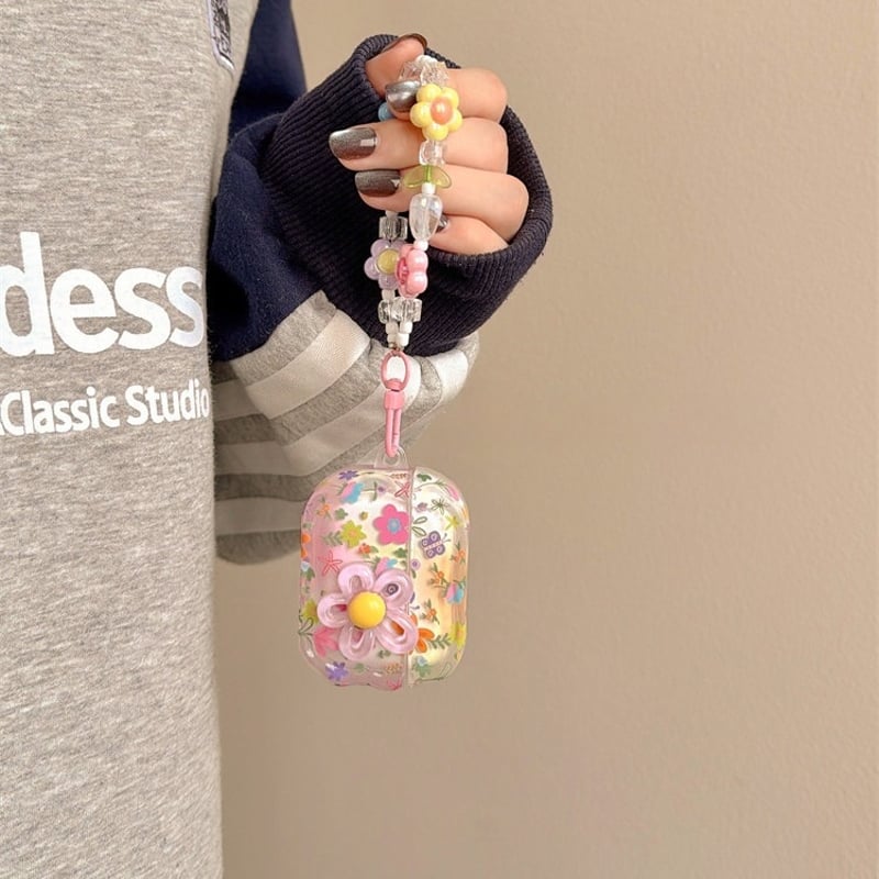 花柄 Airpods Pro3ケース Flowersストラップ Airpods4/3カバー p