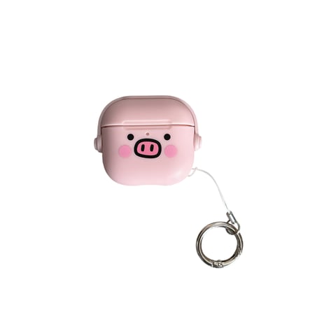 スタンド付 Airpods4カバー ピンク豚 AirpodsPro2ケース airpods3/2カバー  リング付 可愛い 頑丈人気 [M5289]