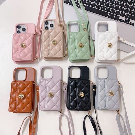 カード収納/小銭入れ iPhone15/15proケース レザー アイフォン13/12/11proケース ストラップ 高品質 有名人愛用[M3502]