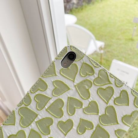 ハート柄 iPad Pro12.9inchケース  刺繡入り 布 iPad Pro第5/ 4世代カバー 10.2/9.7インチ  スタンド  可愛い girlに人気[M2428]
