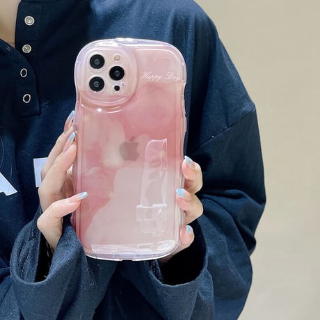 オシャレピンクカラー iphone15pro/14promaxケース  ぼかし iphone13/12/11カバー キラキラ 滑りにくい 持ちやすい[M2519]