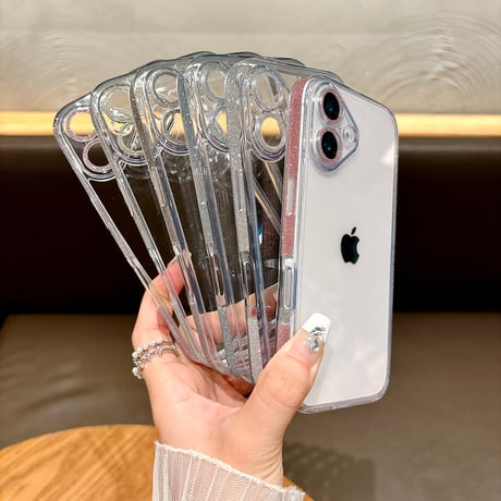 【iPhone16対応】ラメ入り枠 iphone15Pro/14/13/12promaxカバー  キラキラ シンプル オシャレカメラレンズカバー  全面保護 高品質 薄型 黄ばまない[M1877]