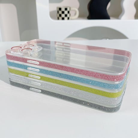 【iPhone16対応】ラメ入り枠 iphone15Pro/14/13/12promaxカバー  キラキラ シンプル オシャレカメラレンズカバー  全面保護 高品質 薄型 黄ばまない[M1877]