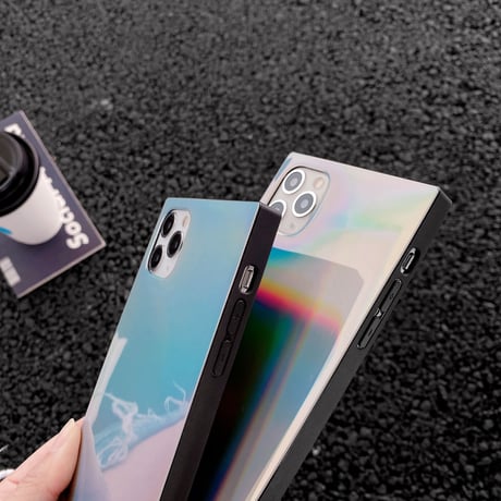 スクエア光るiphone12proケース 鏡面変色四角iphoneSE/11PROMAXケース おしゃれ個性アイフォンスマホケース ファッション耐久性ある携帯カバーM82