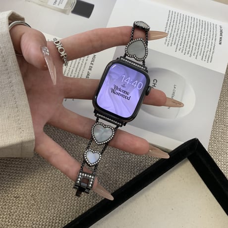 ビジューハート Apple watchバンド おしゃれアップルウォッチベルト Ultra3 series11 10 98 7 6 SE3 SE2  高級感[M4631]