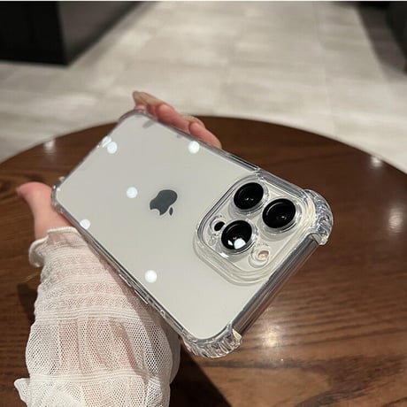 耐衝撃加工高透明 iphone14/13proケース  カメラレンズ全面保護  iphone11proカバー  金属製ボタン 高品質シンプルクリアケース[M1951]