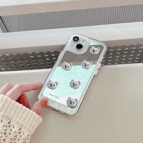 bearミラー iphone14max/13proケース 高級感 アイフォン12/11カバー  オシャレ 艶あり ギフトにおすすめ  [M2091]