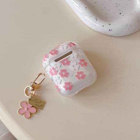 春向け Airpods第四世代ケース 花柄 キーチェーン付 AirpodsPro2ケース airpods3カバー 大人可愛い ギフトにおすすめ [M5187]