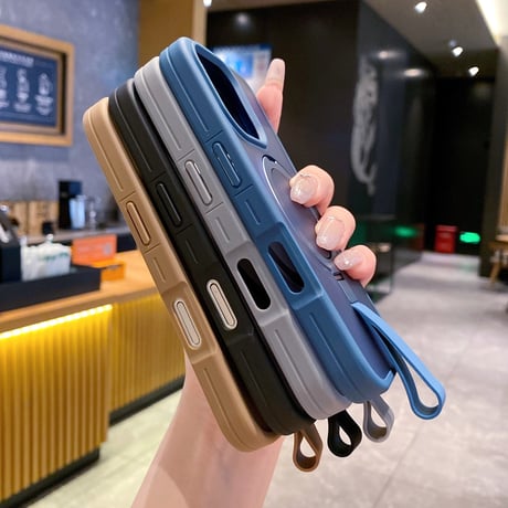 iPhone17Pro/17ProMaxケース Magsafe充電リングスタンド付 iPhone16Pro/15Plus/14カバー 指紋防止 高品質 落下防止ベルト [M5539]