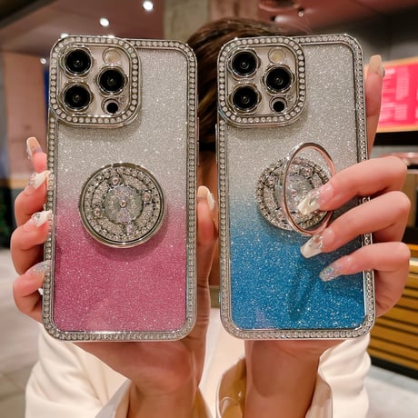 ジュエリー iPhone15/15Proケース リング付き iPhone14/13/12Proケース  インナーシート付 花レンズ 高機能 [M3904]