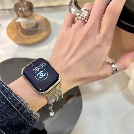 フリンジ AppleWatch10/9 バンド 高級感金属 Ultra series8 7 6 5 4  3 2 SE SE2 アップルウォッチベルト 大人ファッション おしゃれ[M5329]