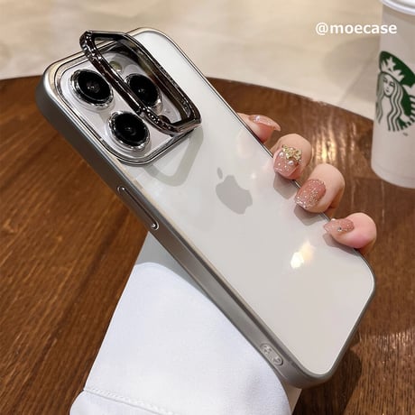 レンズカバースタンド一体型 iPhone16Pro/15ProMaxケース iPhone14pro/13promax/12クリアケース 耐久性 頑丈[M3539]