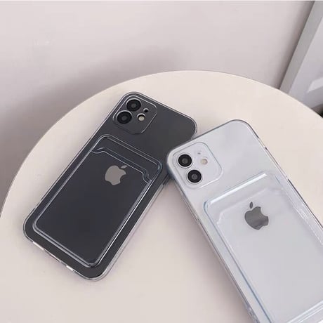 カード入れ付 iphone12/11Proケース  黄ばまない透明iphoneSE2/XS/8カバー  交通カードSUICA/PASMO/ICOCAなど収納 便利耐久性 M510