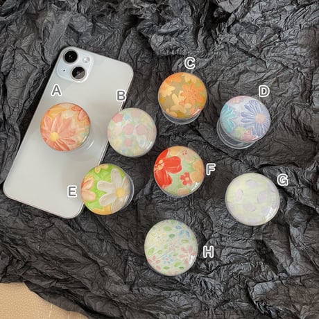 おしゃれ 花柄 スマホグリップ  伸び縮み式 綺麗 ガラス 透明グリップトーク  スマホリング  落下防止 卓上スタンド機能 可愛い ファッション 多機能[M1606]