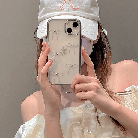 リボン アイフォン15/15proケース シンプル クリアiPhone14/13pro/12カバー 使いやすい 可愛い[M4257]