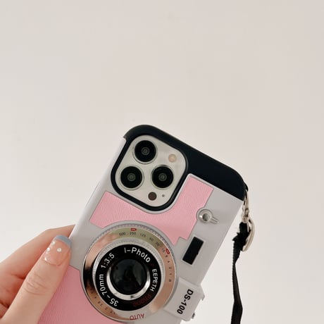 カメラデザイン iPhone14pro/14promaxケース ショルダー紐付 iphone13/12/11promaxカバー  頑丈  可愛い お揃い[M2284]