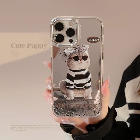 鏡 猫ちゃん iphone14/13proケース 頑丈 アイフォン12pro/11カバー カッコイイ かわいい ギフトにおすすめ[M3408]
