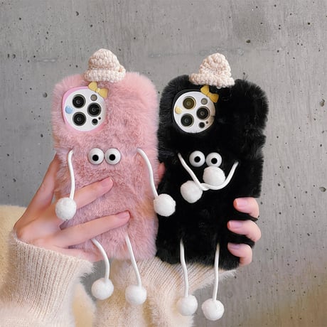 帽子つけるモンスター iphone14/14proケース  リボンカメラカバー アイフォン13/12/11カバー お揃い  ギフトにおすすめ[M2324]