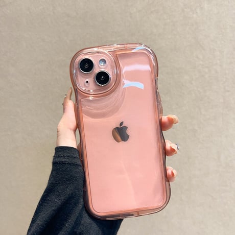 うねうね iPhone15/15proケース 高透明 ウェーブ型クリアケース 光沢 大人可愛い 落下防止[M3483]